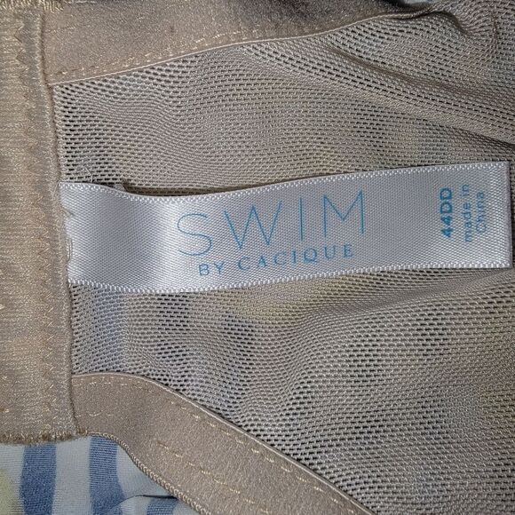 Cacique Swim Lane Bryant Lemon Striped Bikini Top 44D - Picture 7 of 7